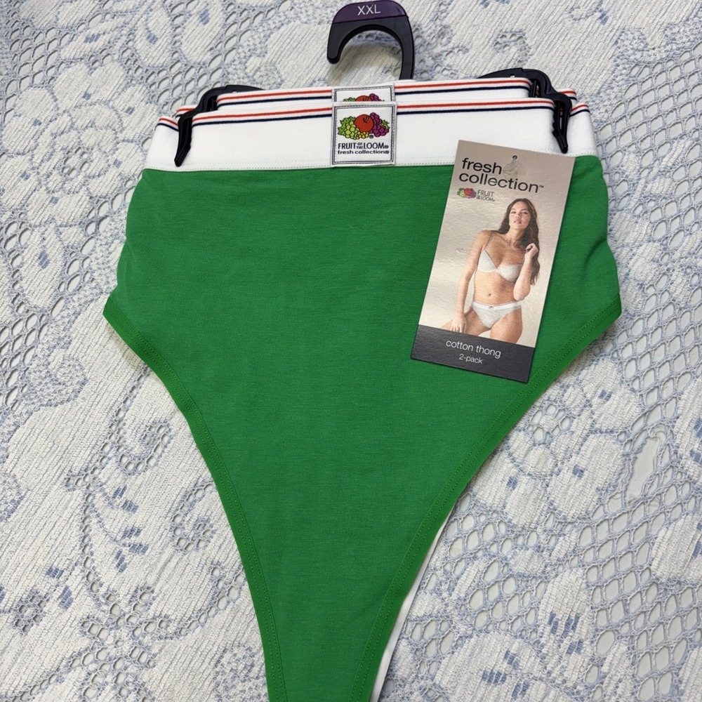Fruit of the Loom 2-Pair Womens Thong Underwear Panties Cotton Blend 2XL